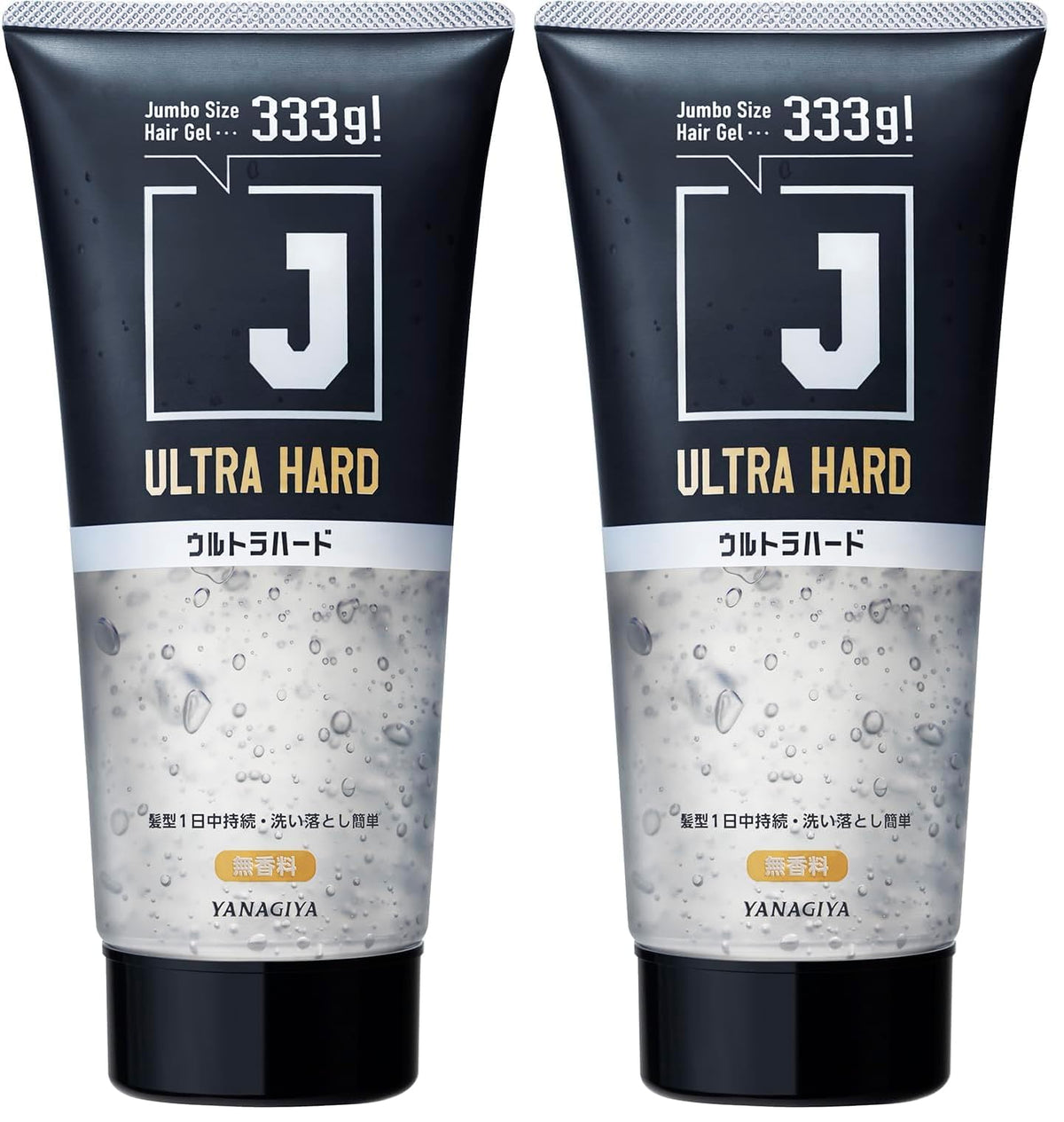 Yanagiya J Ultra Hard Hair Gel N, Jumbo 333 g Fragrance-Free Extra-Strong Hold Styling Gel, 1 Tube or Pack of 2