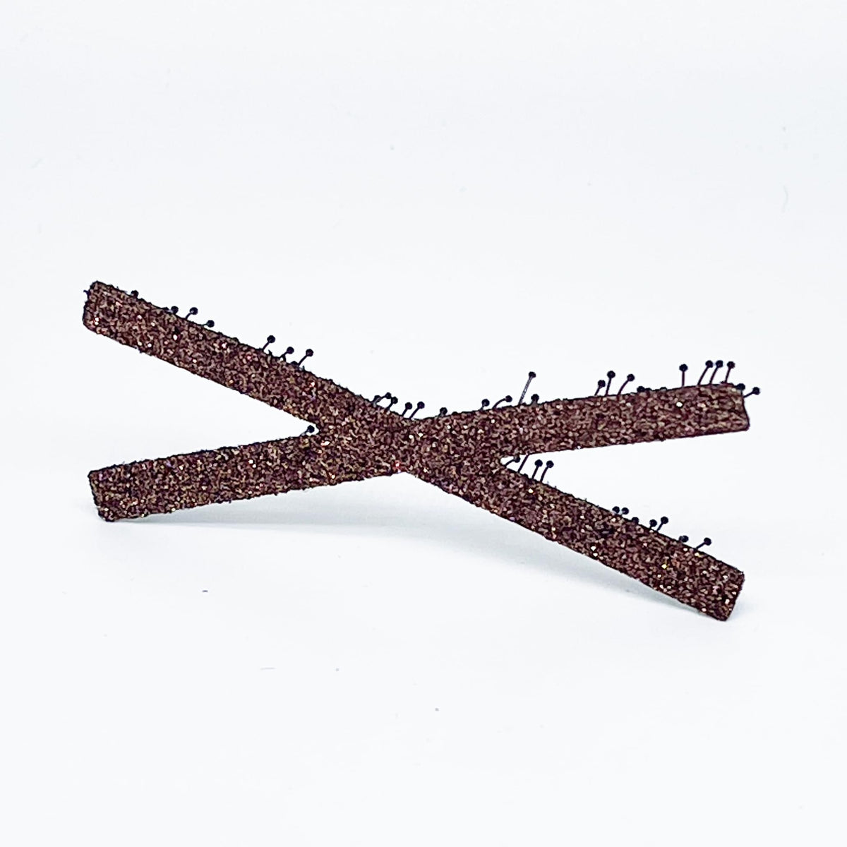 Glitter Plain-Color No-Crease Hair Clip for Bangs, Made in Japan, Ribbons, Cross, Hearts, Five-Point Shapes and Rectangles
