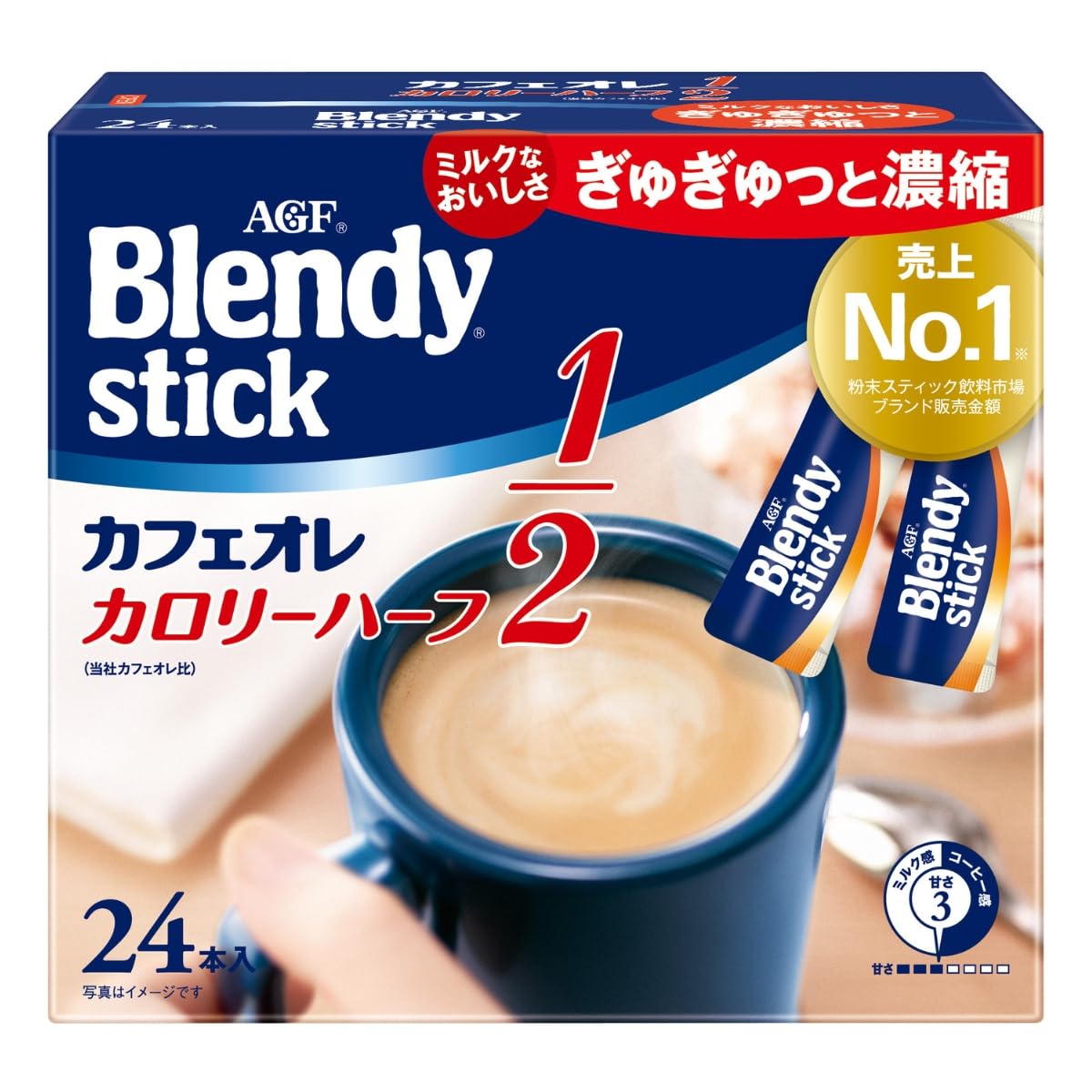 AGF Blendy Stick Cafe Au Lait, 24 Sticks, Calorie Half, Matcha Au Lait, Caffeine-Less Or Unsweetened Milk Tea Au Lait