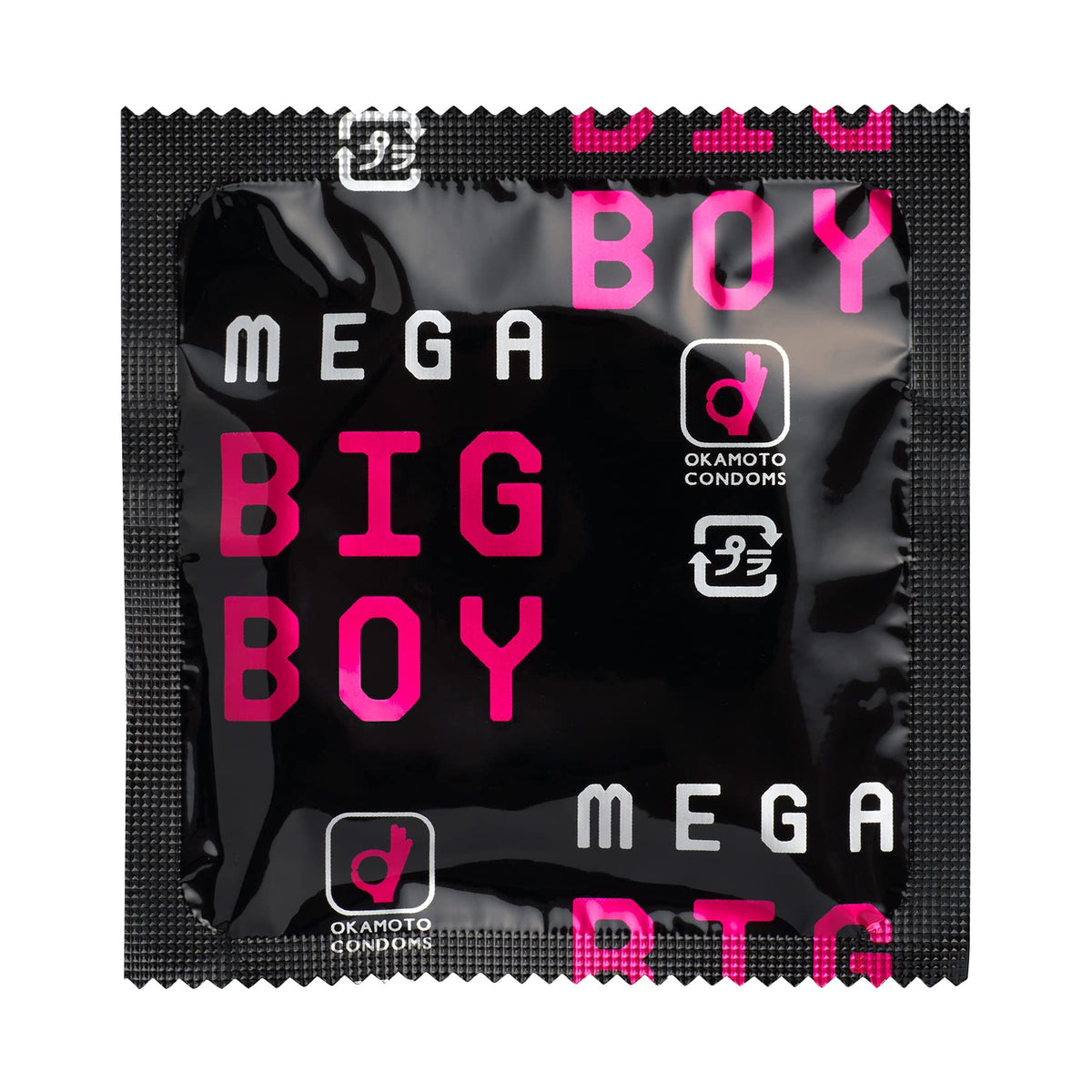 Okamoto Mega Big Boy Condoms, 12 Extra-Large Black Natural Rubber Latex Condoms, 46 mm Maximum Diameter