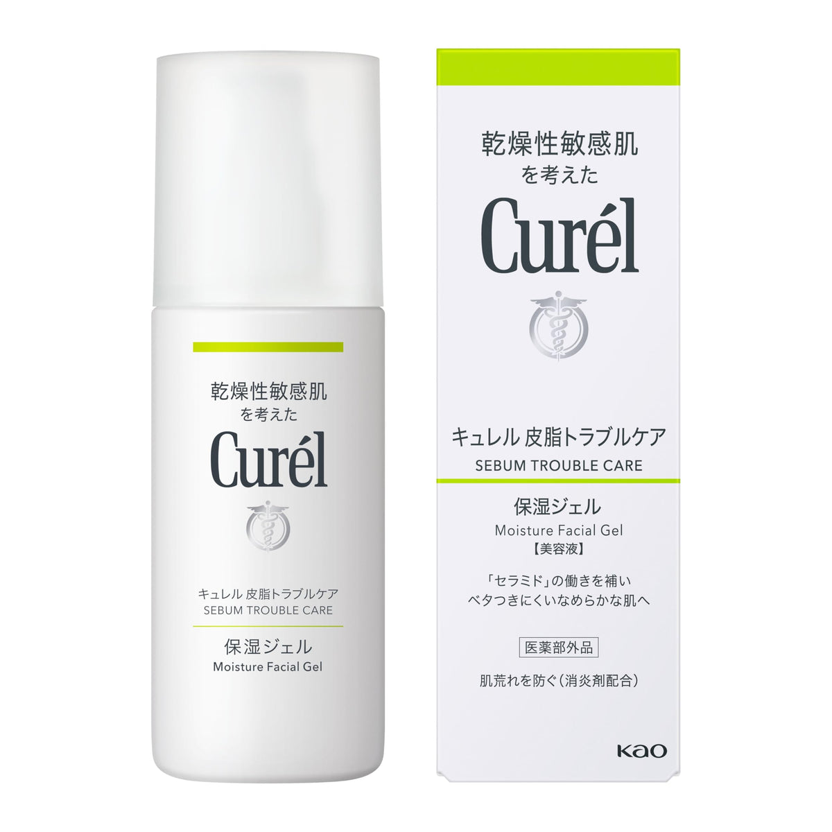Curél Sebum Trouble Care Moisture Gel, Quasi-Drug Facial Gel with Ceramide Care, 120 mL