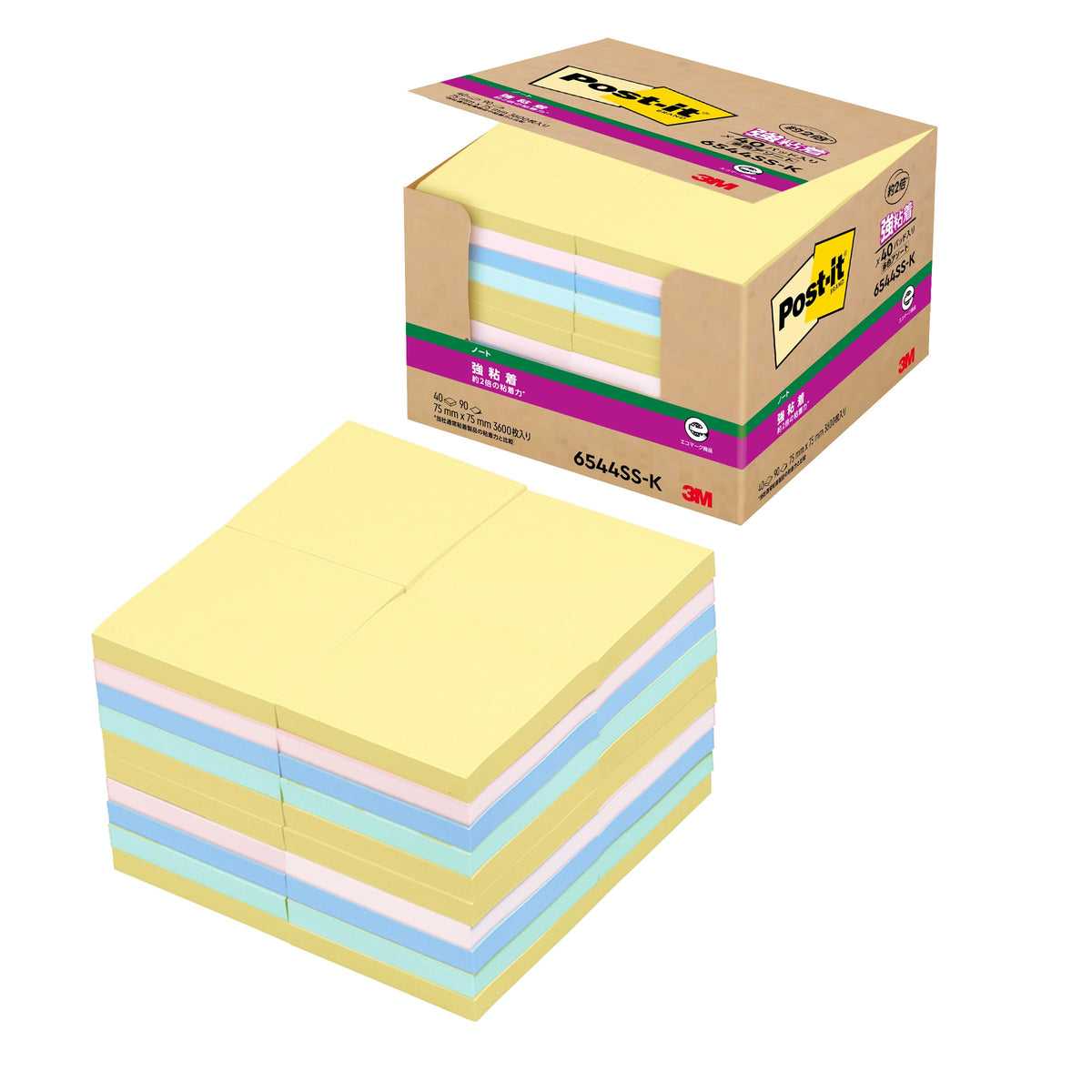 3M Post-it Strong Adhesive Sticky Notes 75 x 75 mm, 90 Sheets per Pad, Neon or Pastel Colours, Packs of 5, 6, 10, 20 or 40 Pads