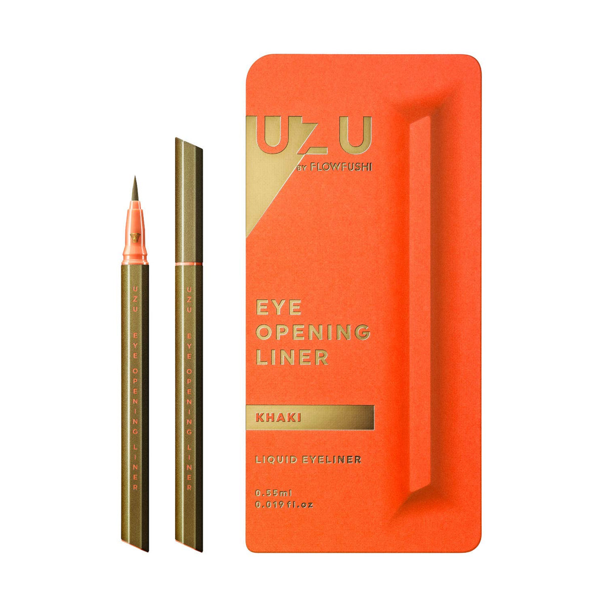 UZU by FLOWFUSHI Eye Opening Liner, Warm-Water Removable Liquid Eyeliner, Alcohol-Free and Dye-Free, 0.55 mL