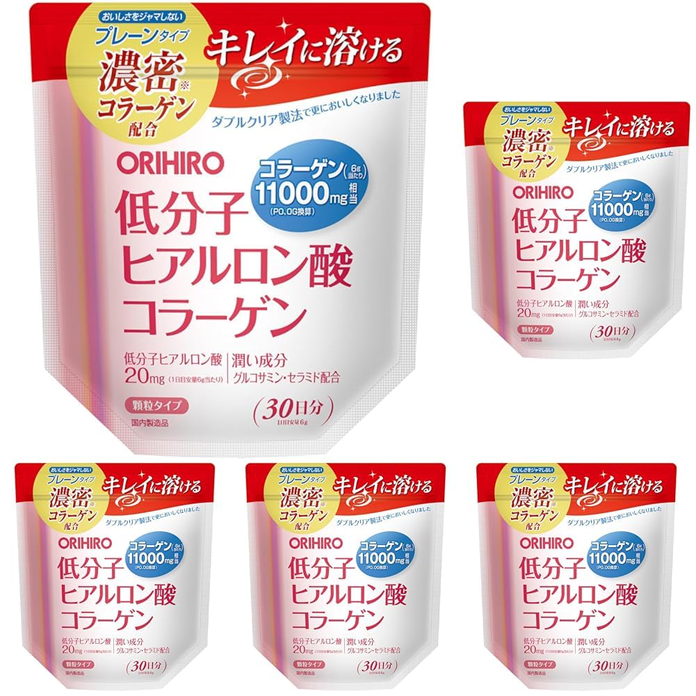 Orihiro Hyaluronic Acid and Collagen Powder, 180 g Pouch, 30 Days