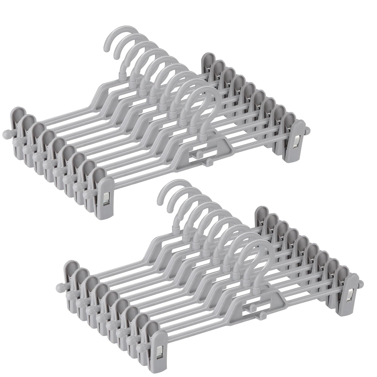Titiroba Trouser Hanger with Clips, Slide-Adjust Non-Slip Clip Hangers for Trousers and Skirts, 34 x 14 cm, Sets of 10 or 20, White, Black, Grey or Aqua