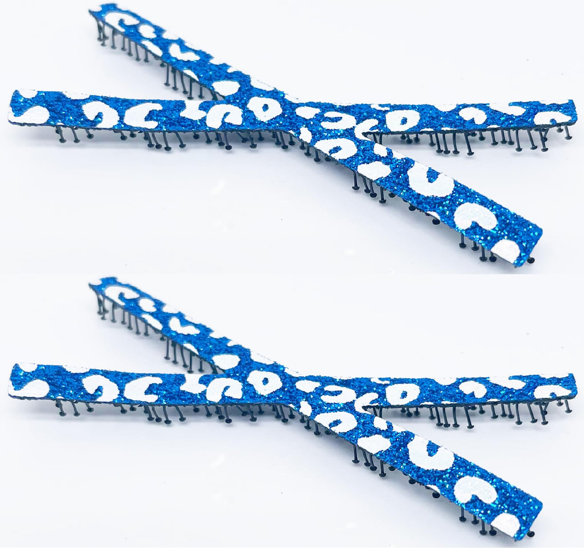 Glitter Plain-Color No-Crease Hair Clip for Bangs, Made in Japan, Mini Ribbons, Mini Ovals, Mini Tiaras and Crosses in Sets of 2