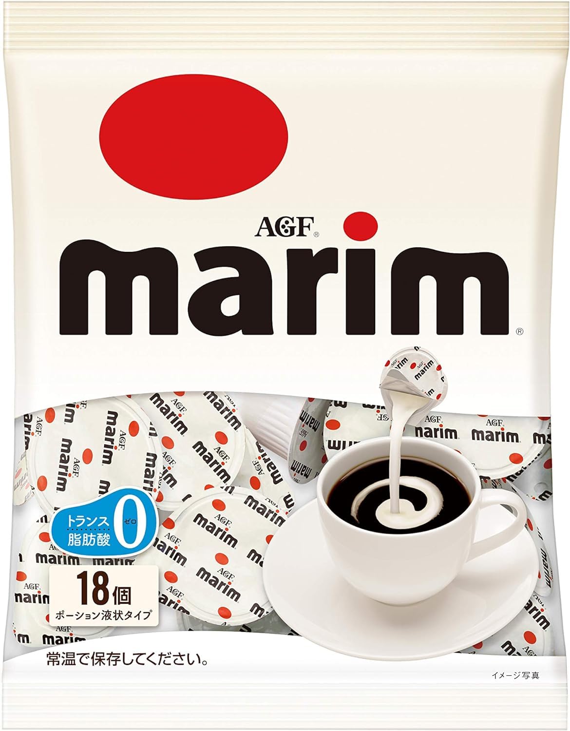 AGF Marim Coffee Creamer Portions, 18 Portions x 3 Bags, Zero Trans Fat Liquid Creamer