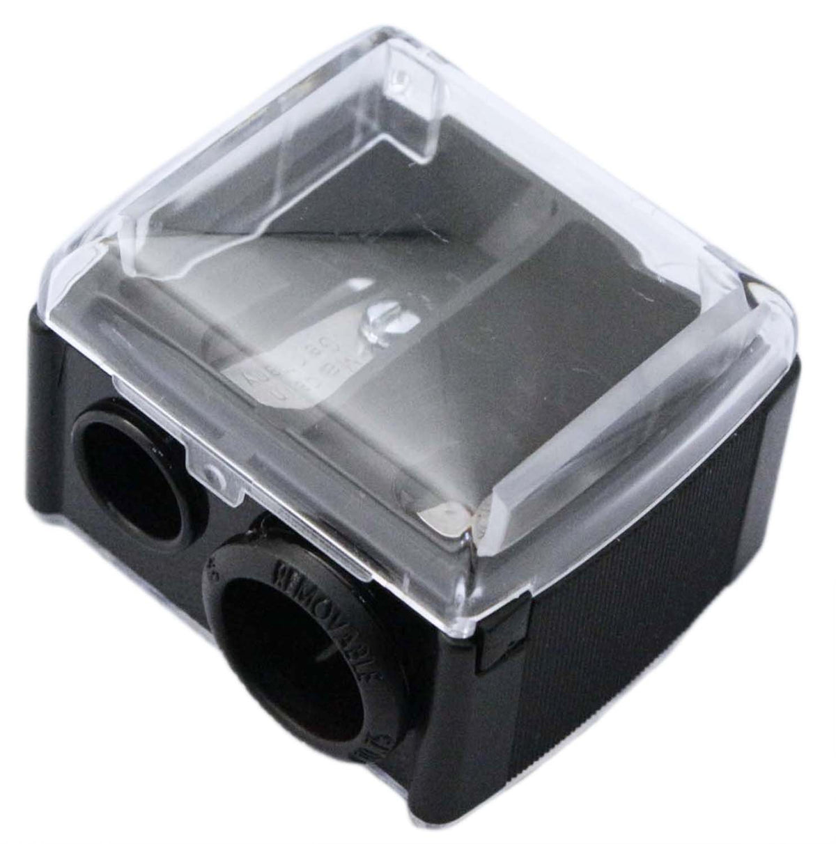 Shishida Seishindo B-500 Two-Hole Cosmetic Pencil Sharpener, Black Compact Sharpener with Clear Cover and Removable Adaptor Ring