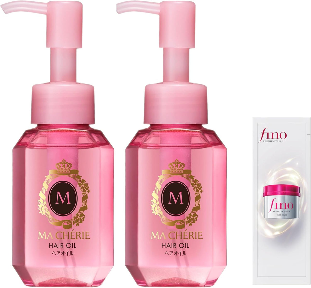 Ma Cherie Hair Oil EX F, 60mL x 2 Set Plus Sample, Smooth Glossy Leave-In Hair Oil