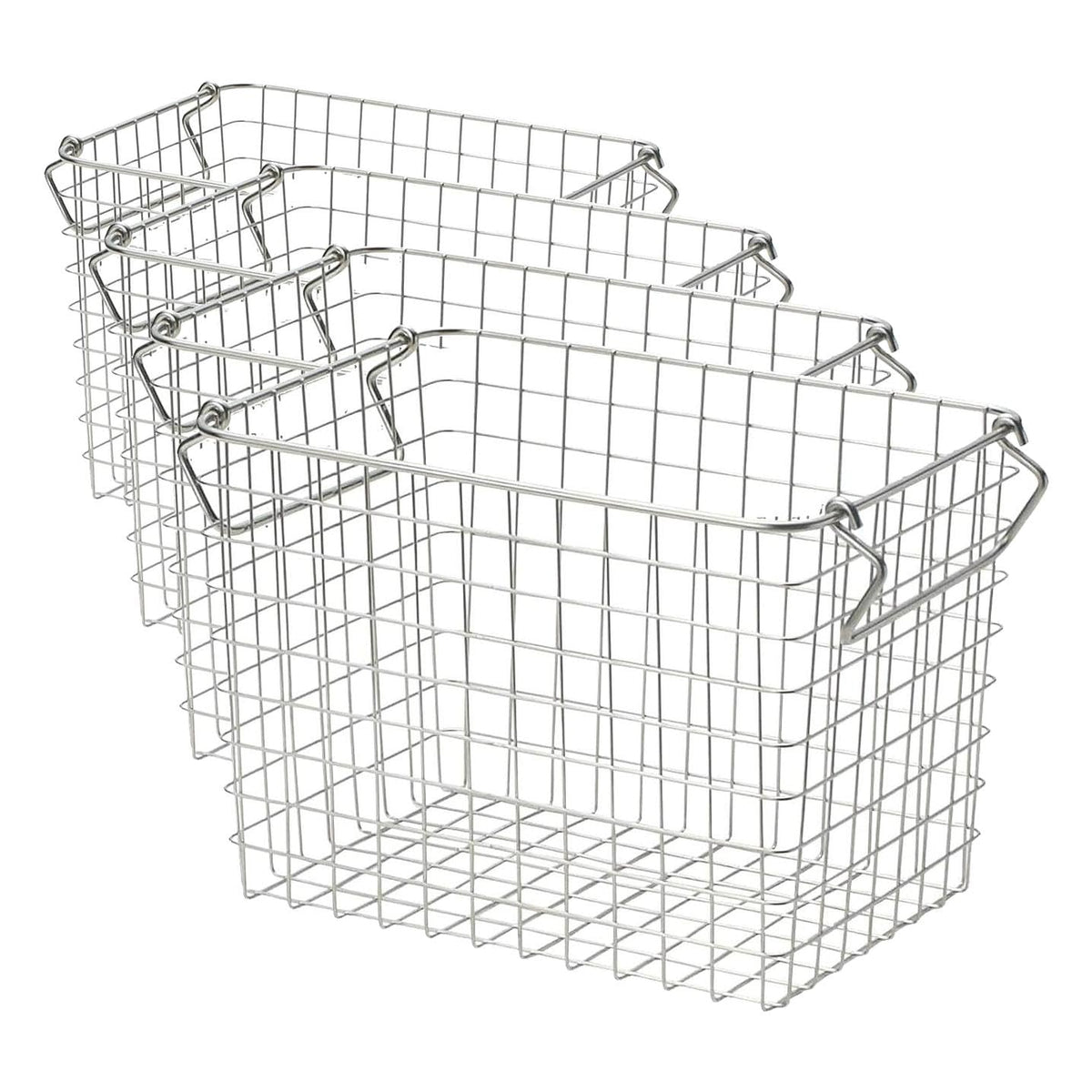 MUJI Stainless Steel Wire Basket with Handles, Stackable Two High, 26 x 18 x 18 cm, 37 x 26 x 18 cm, 37 x 26 x 24 cm, or 4-Basket Packs, Holds 5 kg