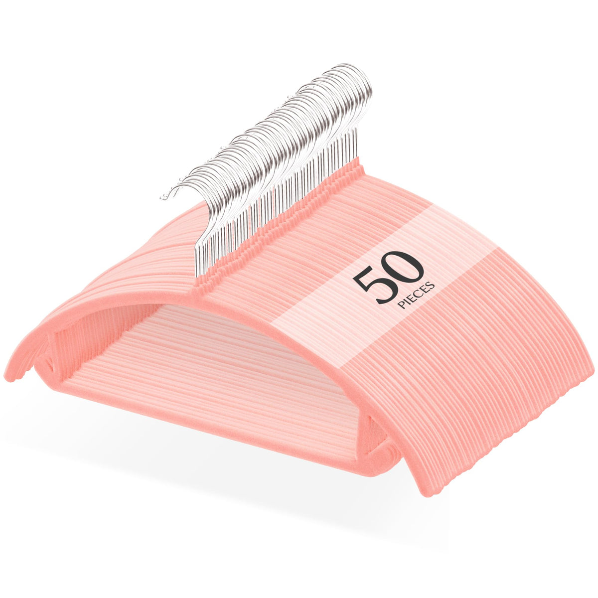 Titiroba Slim Non-Slip Clothes Hangers, 0.6 cm ABS Hangers with Fuzzy Surface and Rotating Hook, 44.5 x 20.5 cm, Ivory, Black, Grey, Beige or Salmon Pink, 20, 30 or 50 Pieces