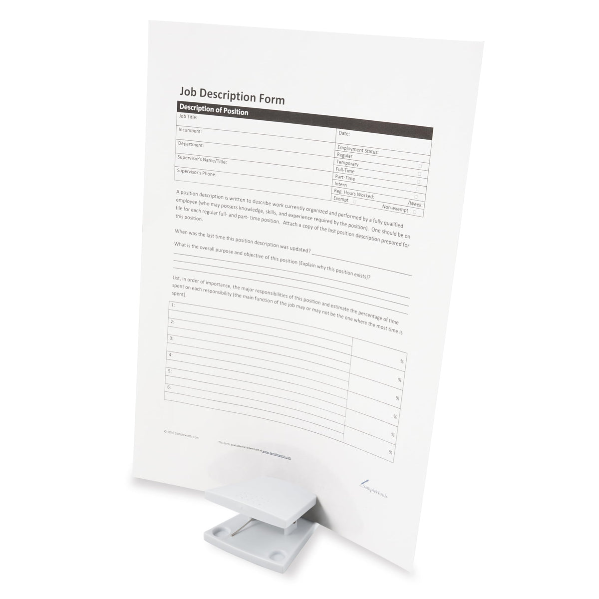 CARL Clip Paper Stand PS-20, Holds Up to 10 A4 Sheets Upright, 115 x 95 x 49 mm, 40 g, with Non-Slip Rubber Feet in Black, Orange, Green, Brown or White