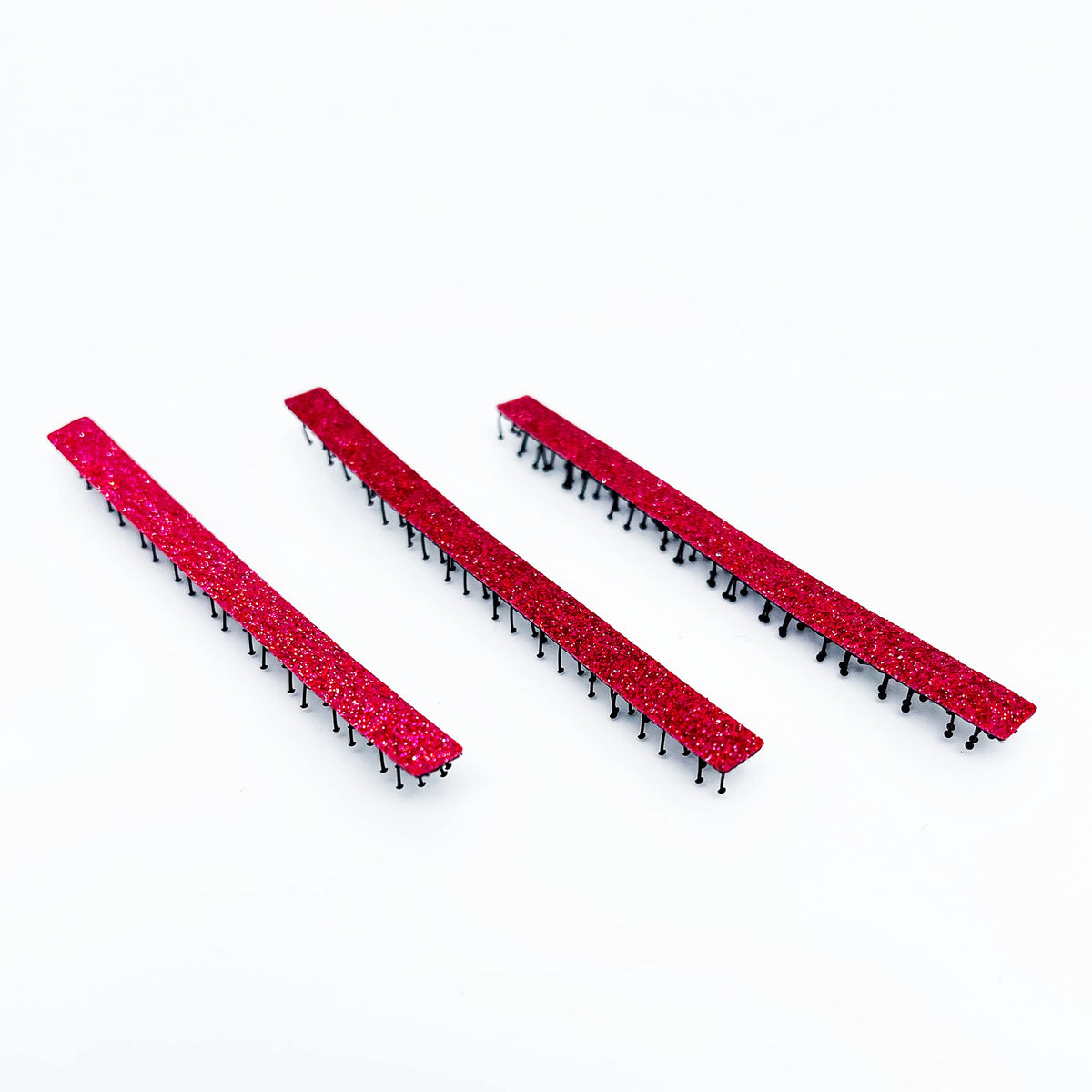 Glitter Plain-Color No-Crease Hair Clip for Bangs, Made in Japan, Ribbons, Cross, Hearts, Five-Point Shapes and Rectangles