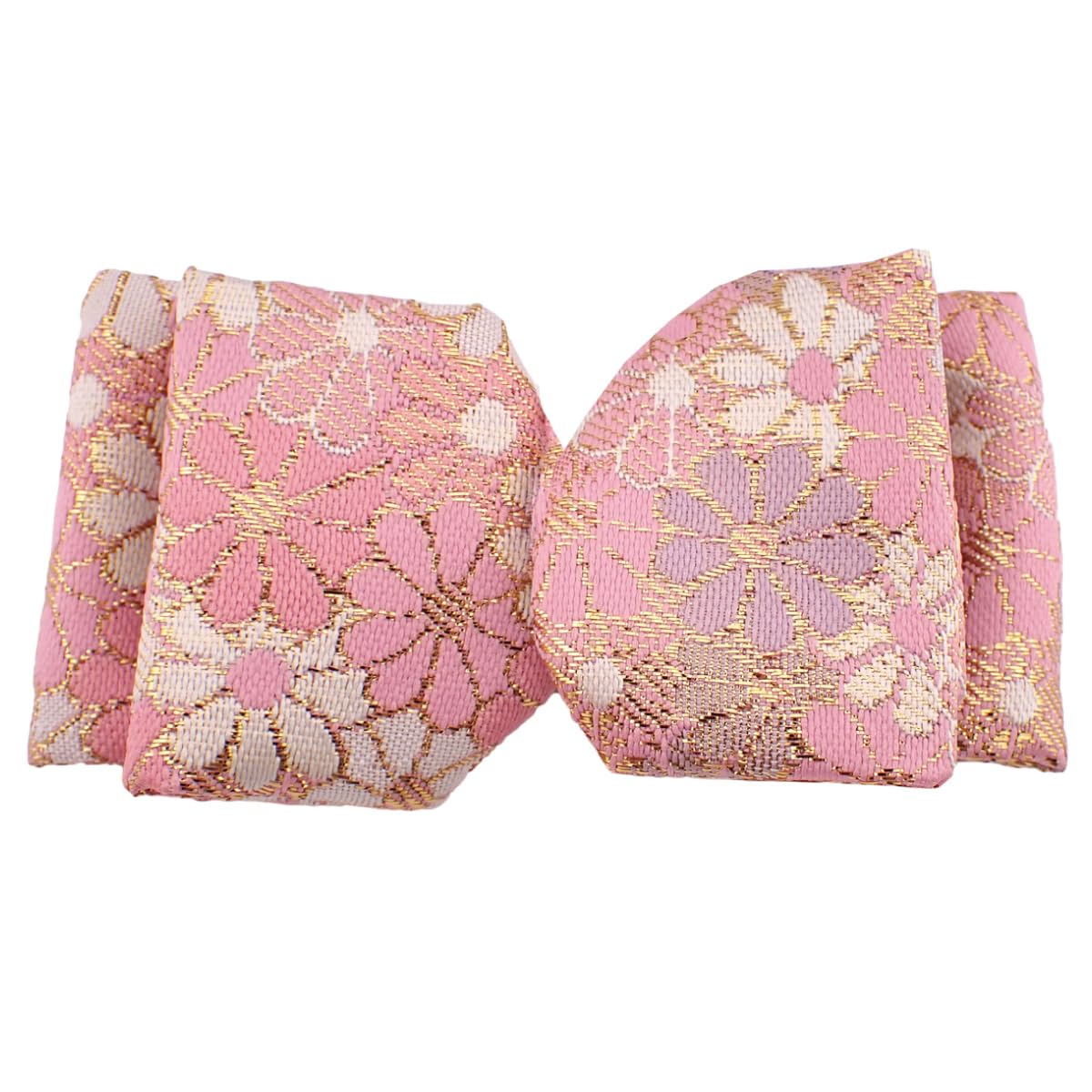 Nishijin-Ori Ribbon Hair Barrette for Women, Made in Japan Kyoto Gold Brocade Floral Bow Hair Clip