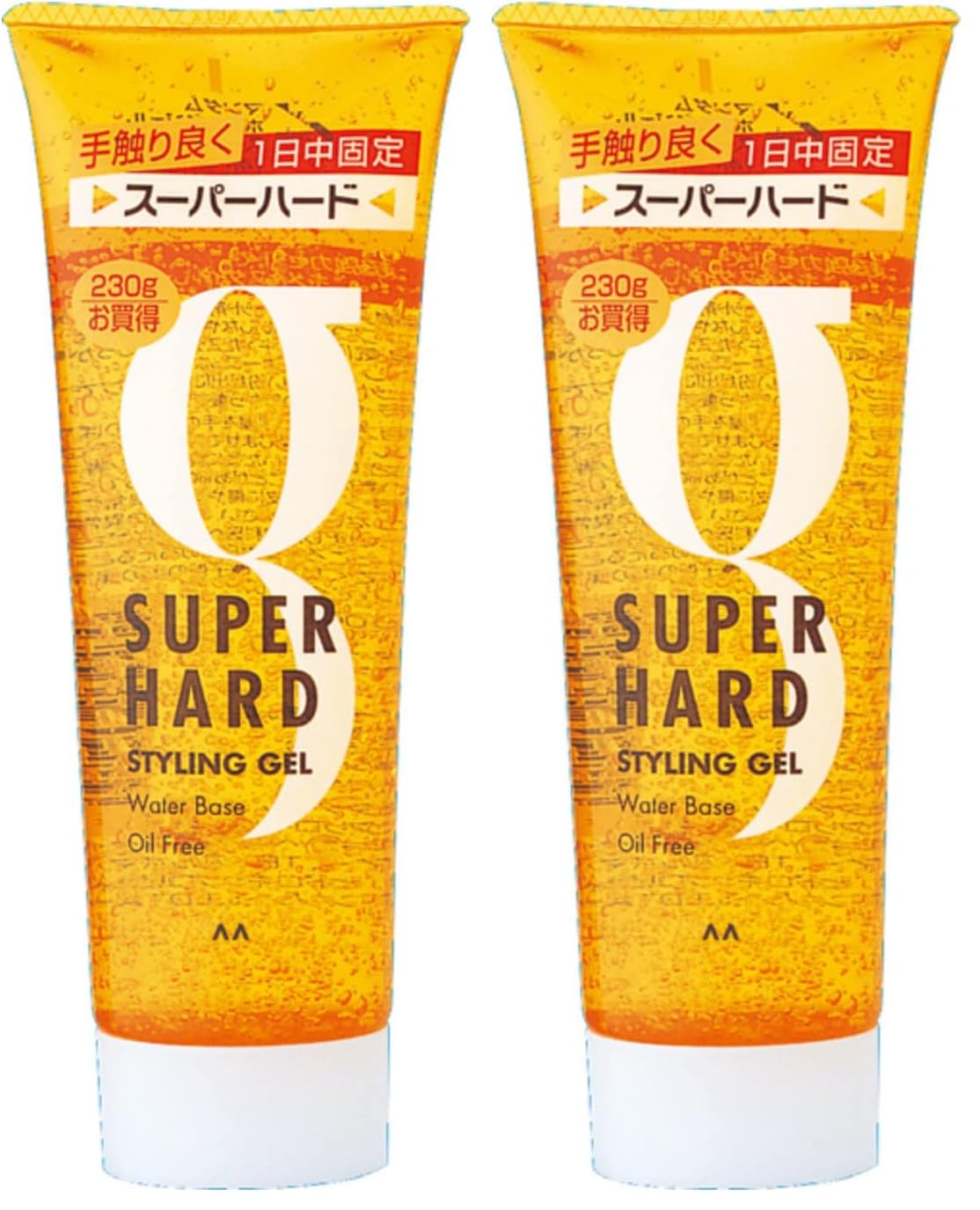 MANDOM Hold Gel Super Hard 230 g, Water-Based Oil-Free Hair Styling Gel with Flexible Polymer for Strong All-Day Hold, 1 or 2 Tubes, Made in Japan