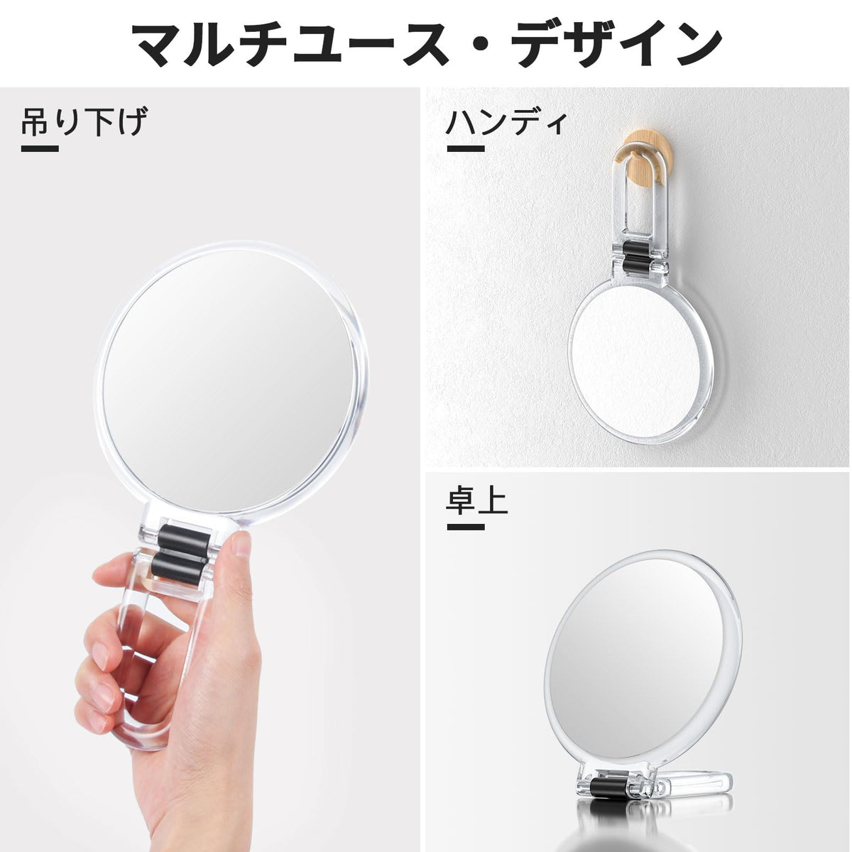 Beautifive Folding Hand Mirror, 1X and 20X or 10X Magnifying Mirror with Stand, 13.7 cm Round Double-Sided Compact Mirror