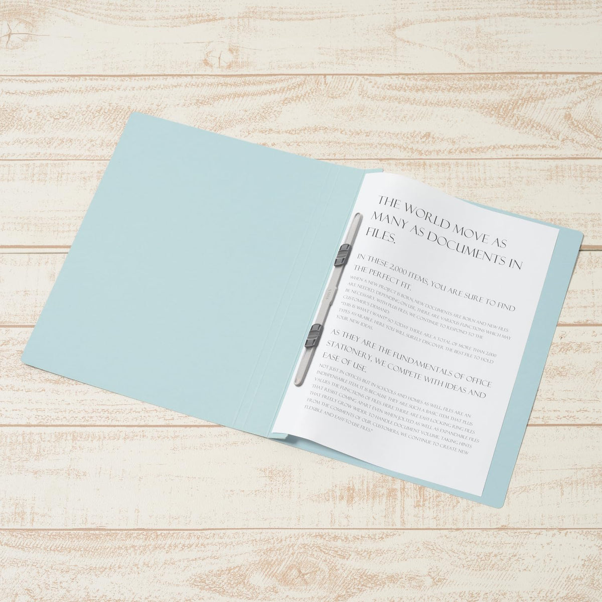 PLUS Flat File A4-S No.021N, Non-Stitch Paper File with Plastic Fastener for 180 Sheets, 307 x 230 x 18 mm, 2-Hole 80 mm Pitch, Pack of 10 in Royal Blue, Blue, Yellow, Pink, Orange, Green, Violet, Ivory or Grey
