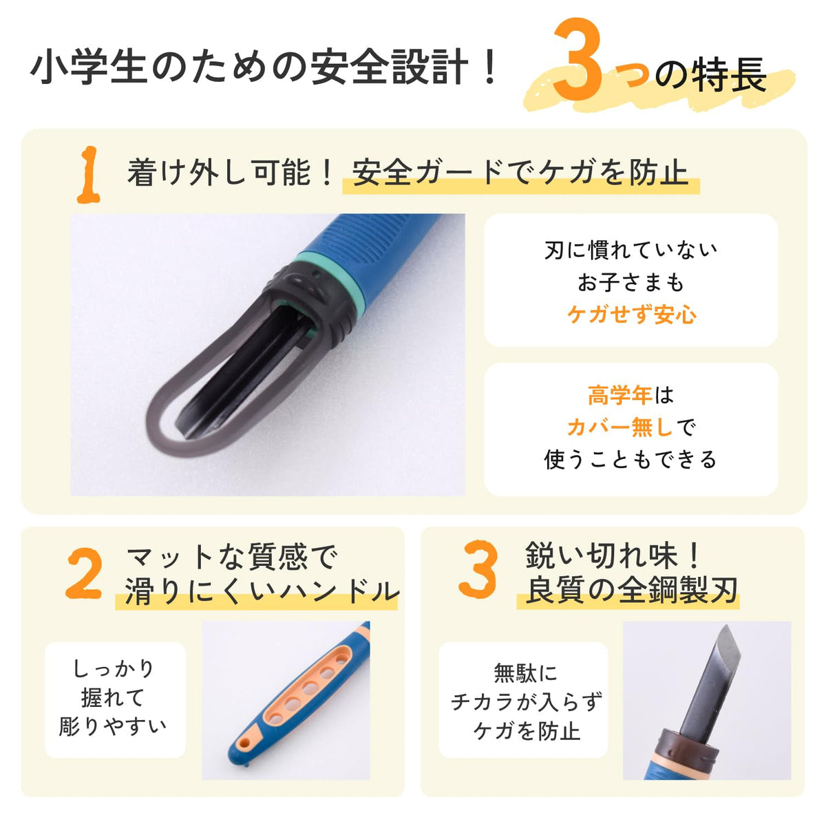 SAKURA Carving Knife Set EHTM-5AZ, 5 All-Steel Block Carving Knives with Detachable Safety Guards, Soft Folding Case, Non-Slip Sheet and Name Stickers, 200 x 130 x 25 mm, 175 g