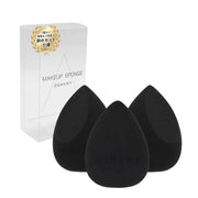 OSHAMY Teardrop 3D Makeup Sponge, Slanted-Cut Non-Latex Blending Sponge for Liquid and Powder, Black, Set of 3 or 1 with Silicone Case
