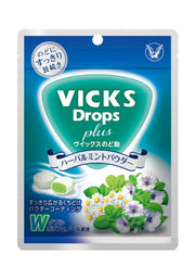 Vicks Drops Plus Herbal Mint Powder Candy, 62 g x 6 Pouches