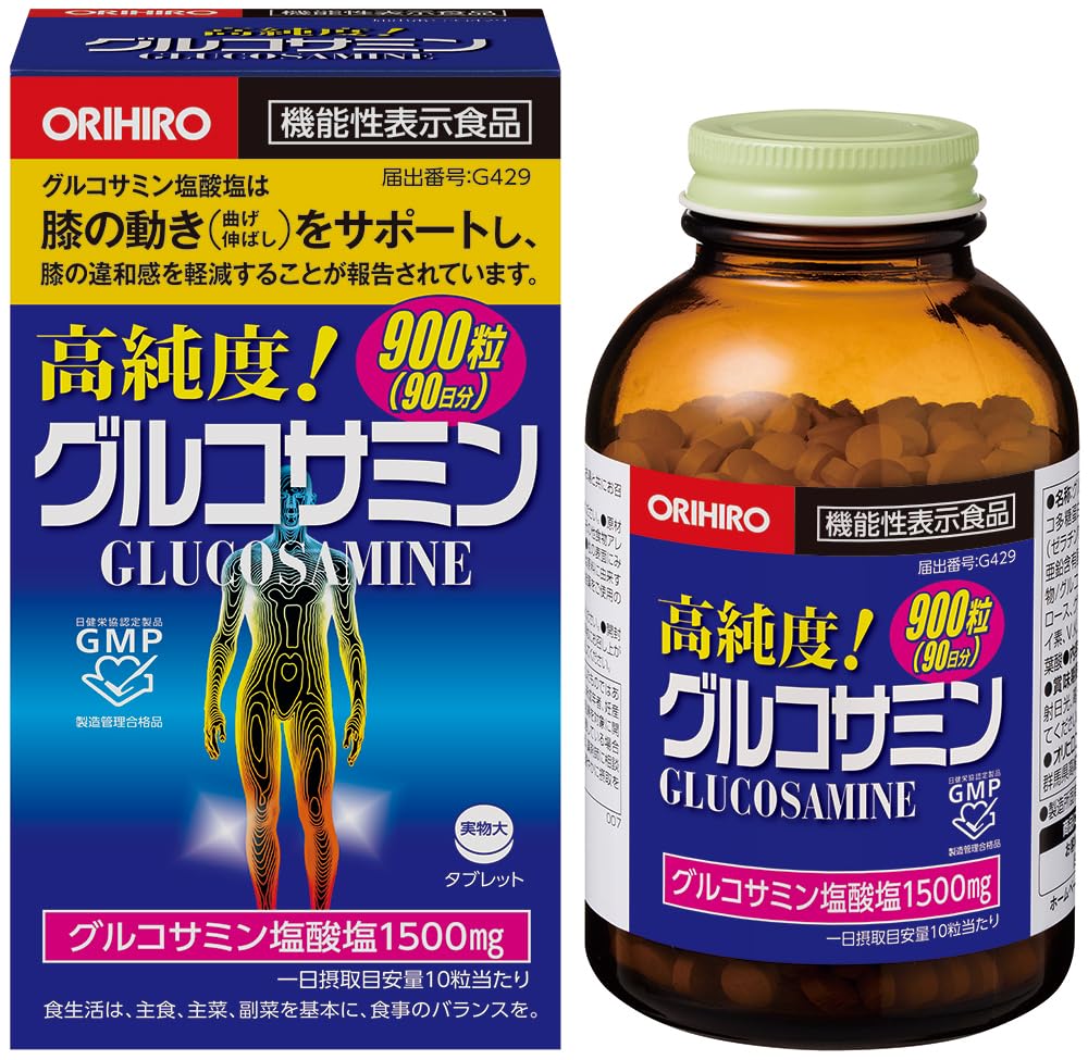 High-Purity Glucosamine Hydrochloride 1,500 mg per 10 Tablets, Food with Function Claims, 900 Tablets for 90 Days