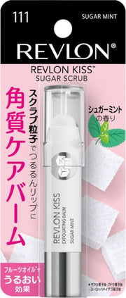 Revlon Kiss Sugar Scrub 111 Sugar Mint, 2.6 g Exfoliating Lip Balm Stick with Pomegranate, Raspberry and Grape Seed Oils, Made in the USA