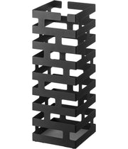 Yamazaki Brick Umbrella Stand, Square Brick-Pattern Stand for Six Umbrellas, 15 x 15 x 43 cm and 1.7 kg, Black or White