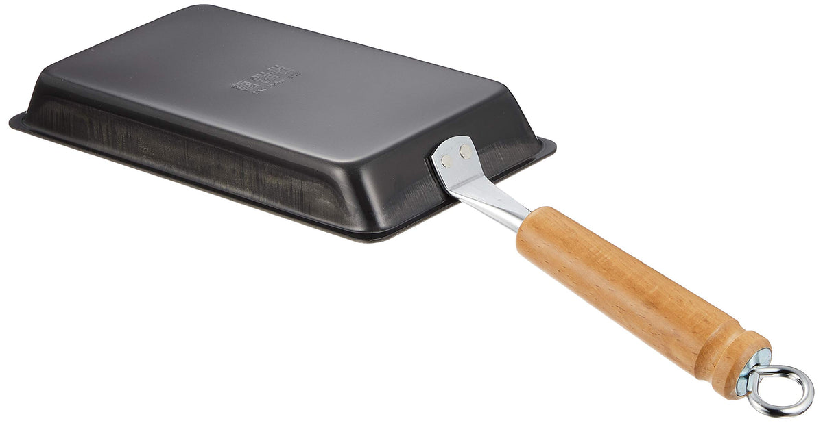 Summit Iron Tamagoyaki Pan, Long Mini Rectangular Japanese Omelette Pan with Wooden Handle, 104 x 374 mm, Black