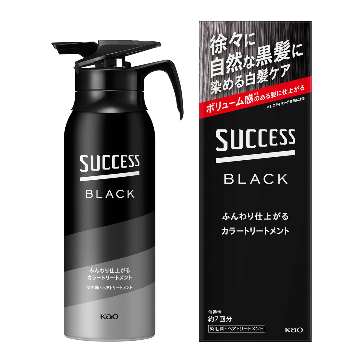Success Black Color Treatment 155 g, Gradual Natural Black Hair Colour for Grey Hair, Fluffy Volume Finish, Five-Minute Bath Care
