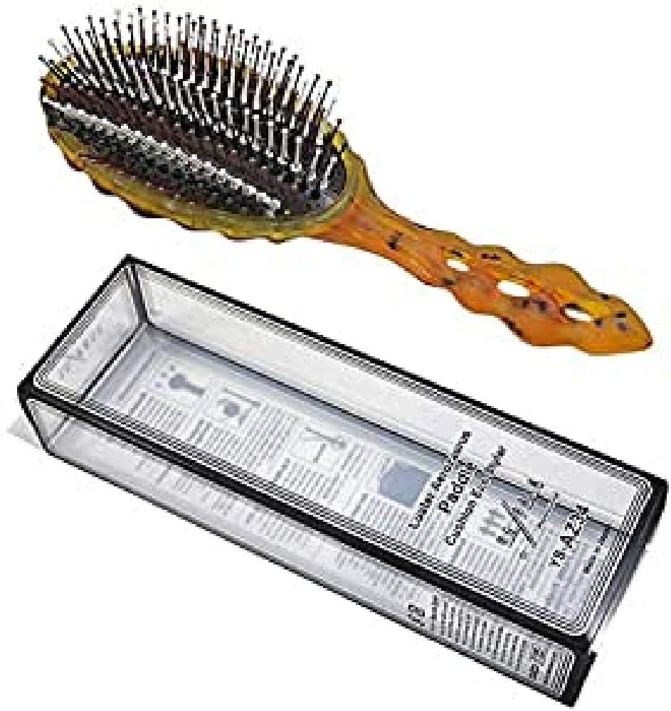 Y.S. Park Aerozaurus Cushion Paddle Brush YS-AZ34, Amber, Anti-Static Blow Brush with Air Holes, 24 cm