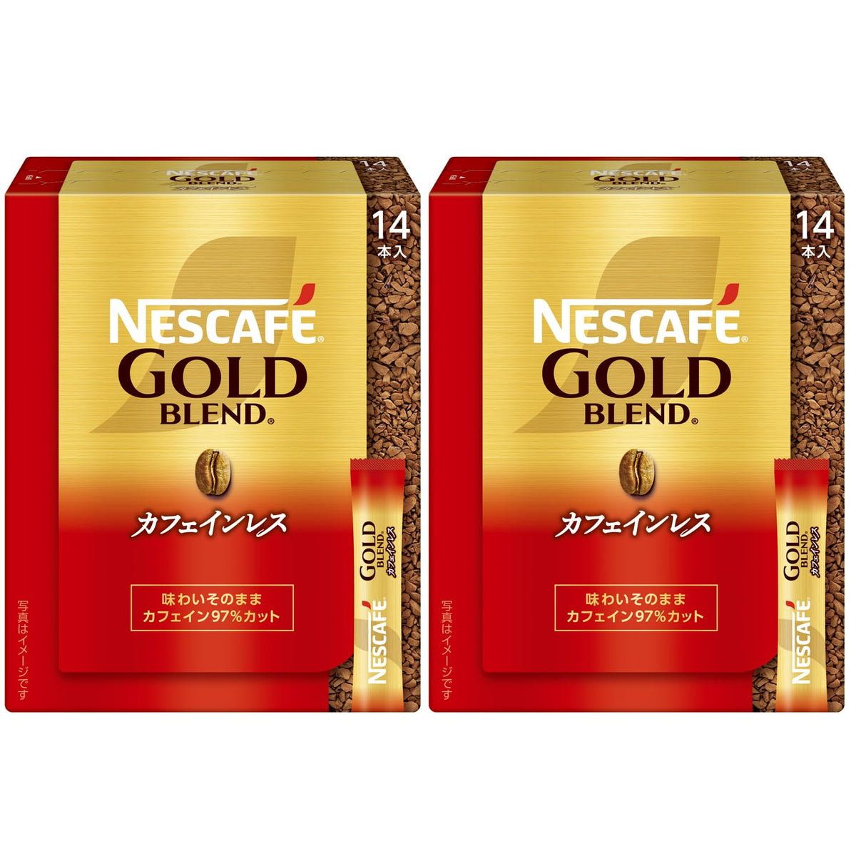 Nescafe Gold Blend Caffeineless Black Instant Coffee Sticks, 2 Boxes Of 14 Sticks Of 2 g, 97 Percent Caffeine Cut