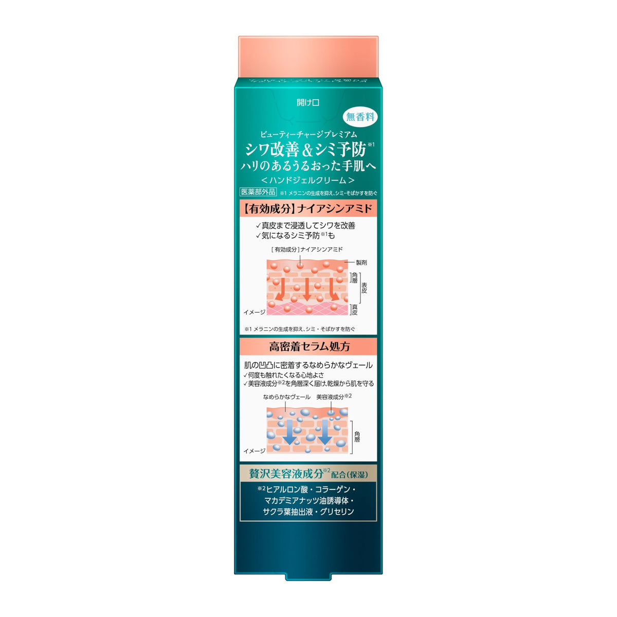Atrix Beauty Charge Wrinkle-Improving Hand Gel Cream with Niacinamide, Fragrance-Free Quasi-Drug, 60 g