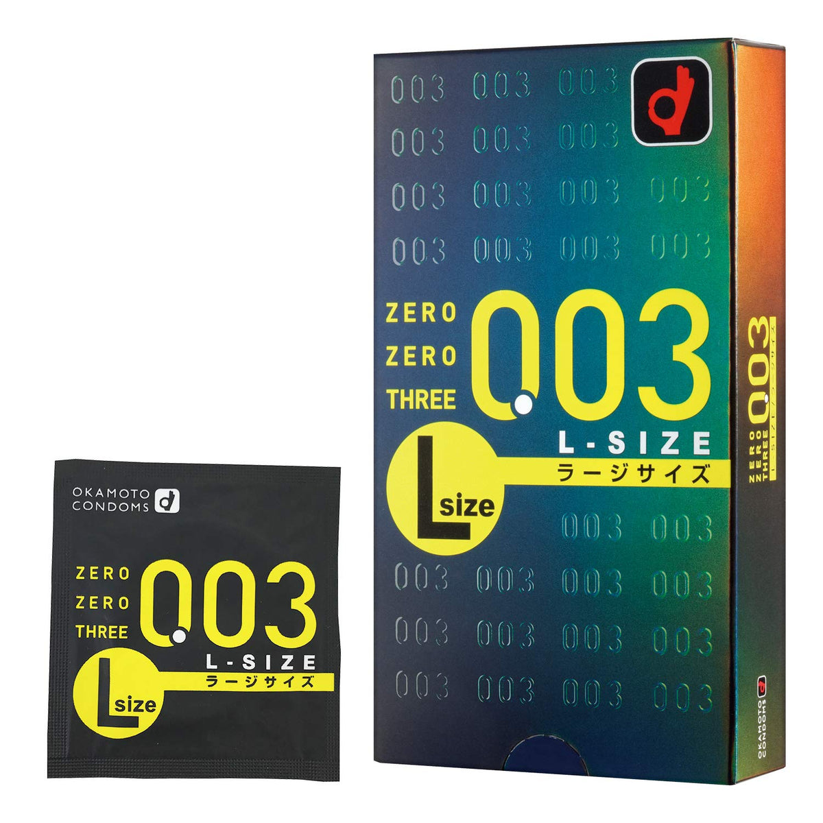 Okamoto Zero Zero Three 0.03 Condoms, 10 Large-Size Natural Rubber Latex Condoms with an Ultra-Thin 0.03 mm-Range Wall