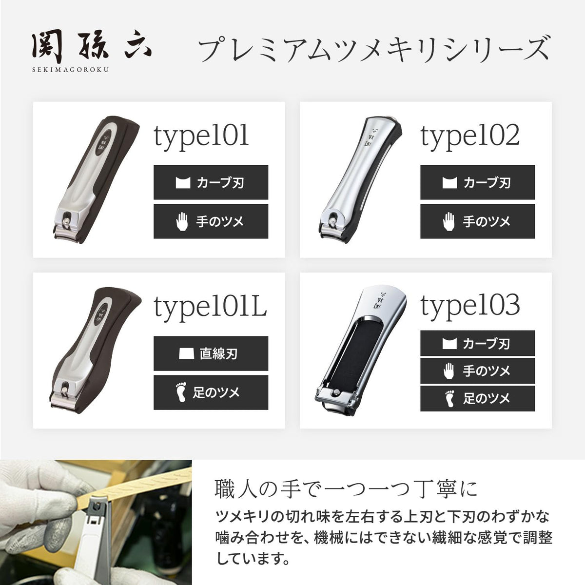 KAI Seki Magoroku Nail Clipper Type 101, Stainless Steel Blade With U-Groove File And Stopper Case, S, M, L Or Set Of 5
