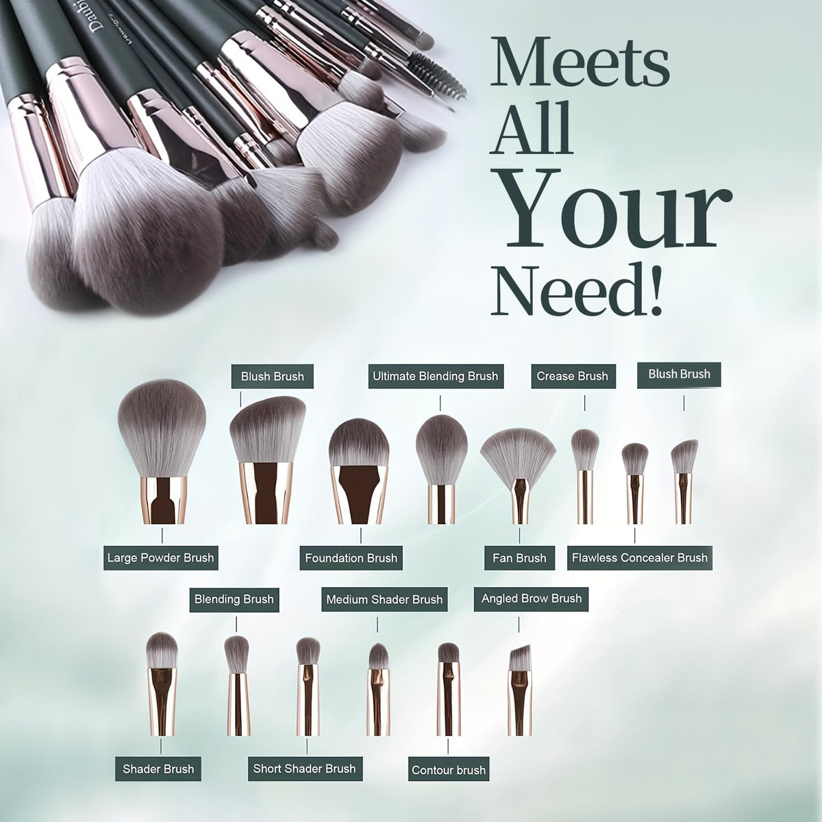 Unbranded Makeup Brush Set — Ultra‑soft Synthetic Bristles™