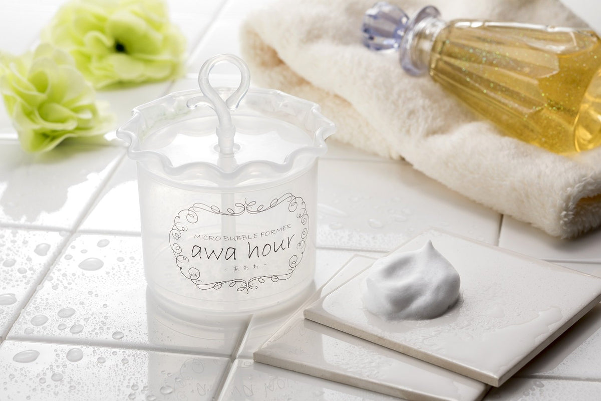 Awa Hour Micro Bubble Foam Maker Cup, Precious White, Foaming Cup for Facial Cleanser, Shampoo and Body Soap, Polypropylene