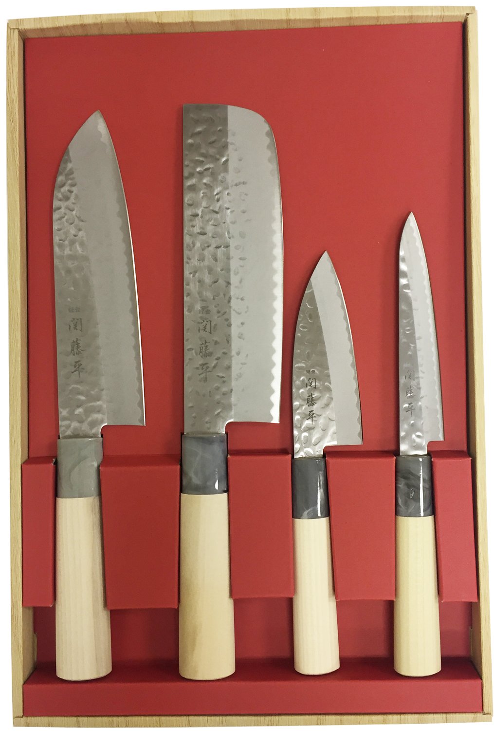 Yaxell Hammered Tsuchime Knife Set — Reduces food adhesion on blades