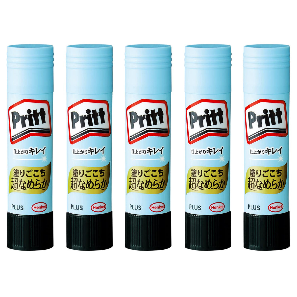 PLUS Pritt Glue Stick, Smooth, Strong or Colour (Blue) Type, Regular 10 g, Medium 20 g or Jumbo 40 g, Packs of 5 or 3, 70% Recycled Resin Body