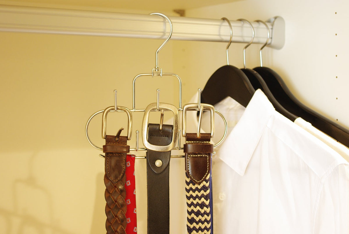 Sawafuji Animale Belt Hanger, Steel Closet Hanger for Belts and Small Items, 20.7 x 21 x 2.6 cm, 1 Pack or 2 Pack