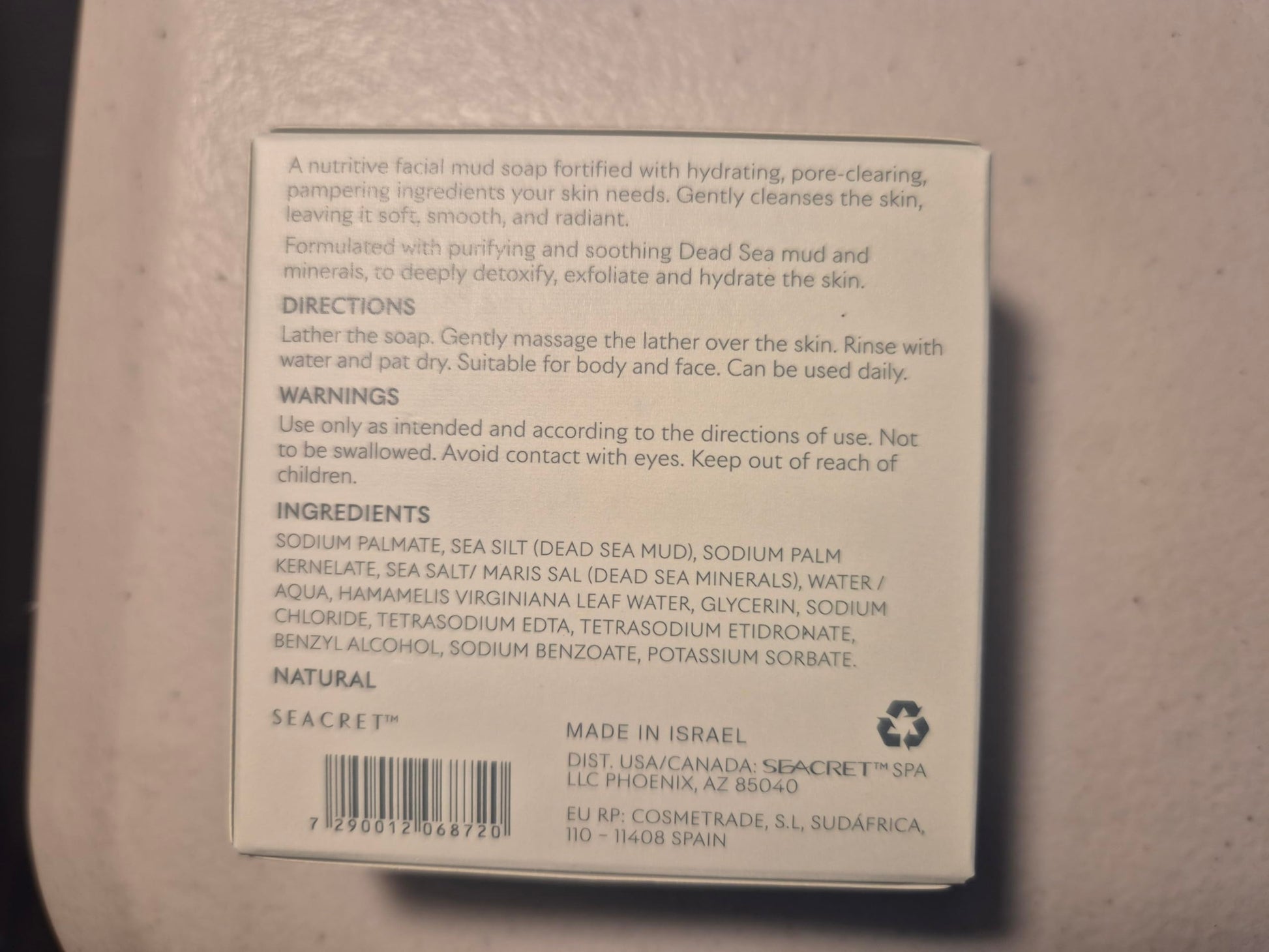 SEACRET Matt Soap Solid Facial Cleanser Dead Sea Mud 125g — source image 8