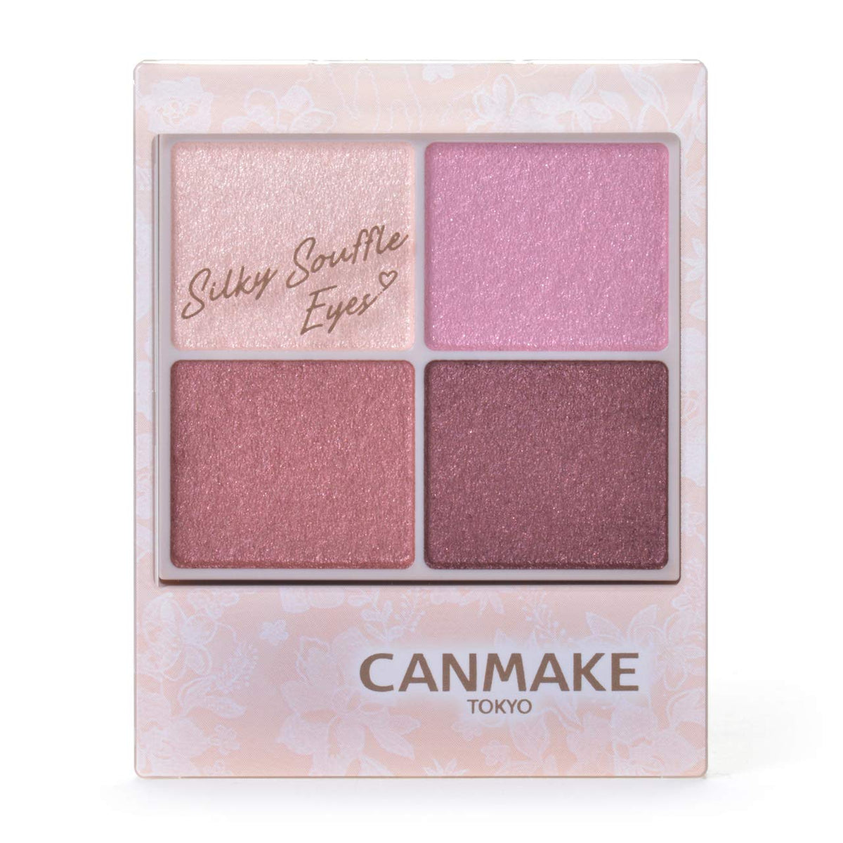 Canmake Silky Souffle Eyes, Glossy Pearl Four-Colour Eyeshadow Palette with Beauty-Serum Ingredients and a Double-Ended Tip, 4.8 g