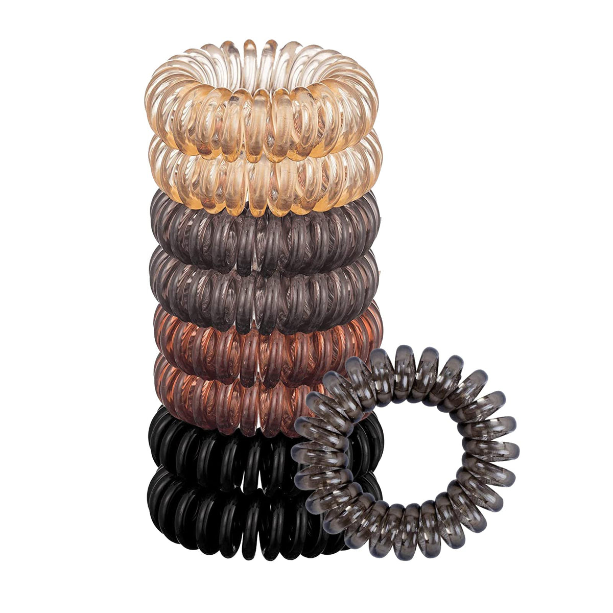 Dfsucces Spiral Hair Ties, 8-Piece Set of Phone-Cord Coil Ponytail Holders in 4 Colours, Stretchy TPU, Gentle on Hair, 3.88 cm