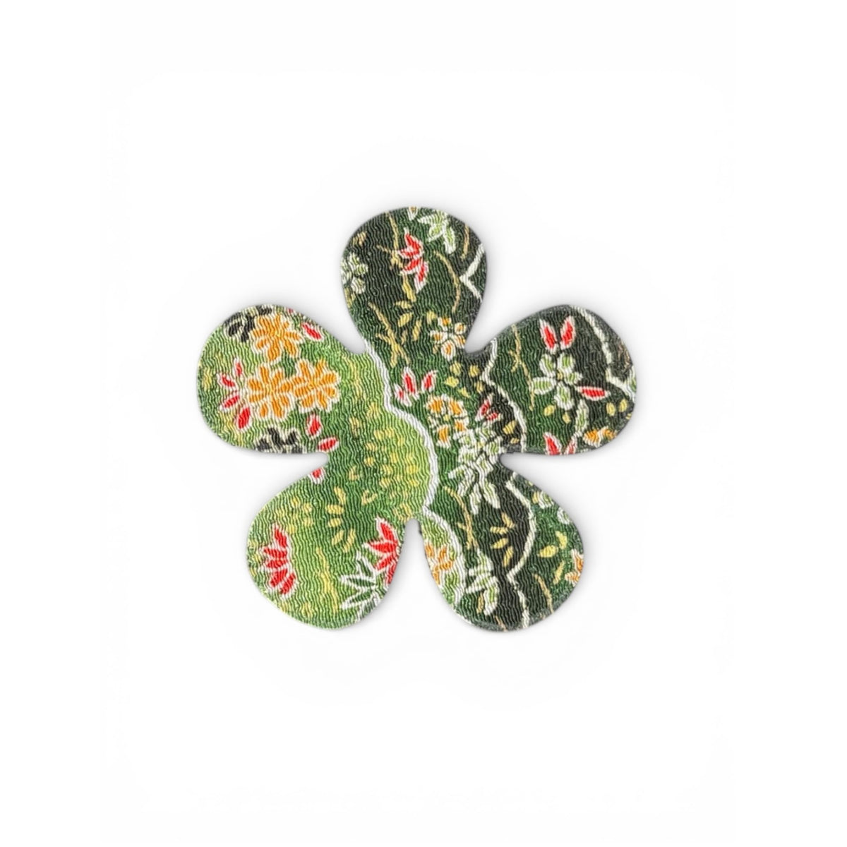 Japanese Chirimen Cloud and Flower Pattern No-Crease Hair Clip for Bangs, Made in Japan, 7 Shapes and 5 Colors