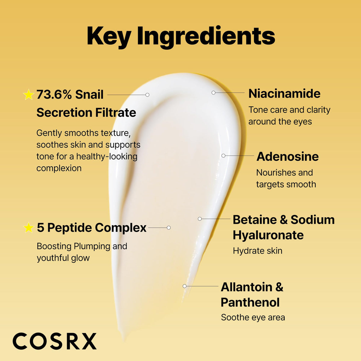 COSRX Advanced Snail Peptide Eye Cream, Hydrating Fast-Absorbing Under-Eye Cream with Snail Secretion Filtrate, 5 Peptides and Niacinamide, 25 mL