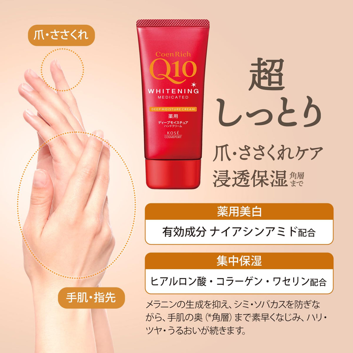 Coen Rich Q10 Medicated Whitening Deep Moisture Hand Cream 80 g