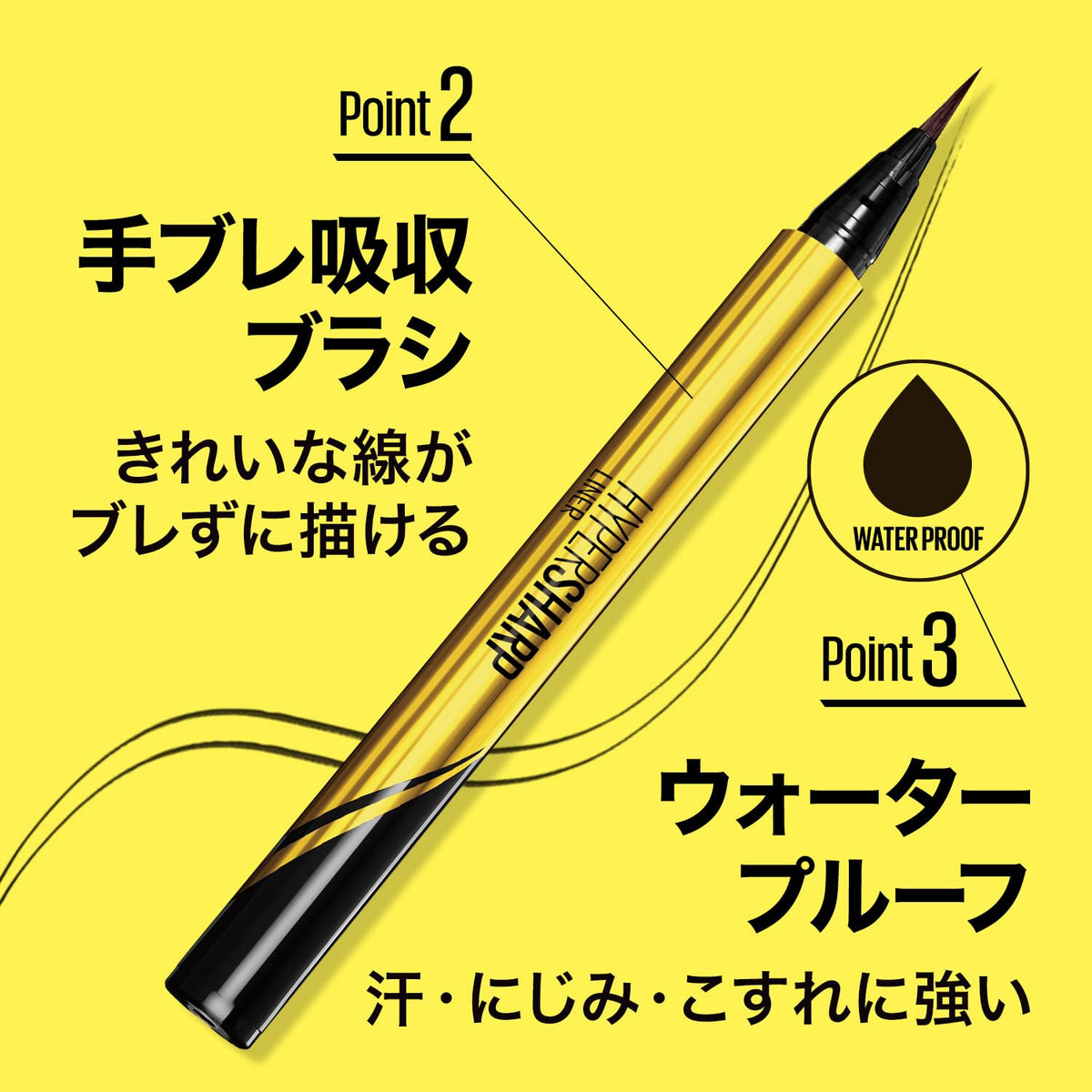 Hyper Sharp Liner R Waterproof Liquid Eyeliner, 0.01 mm Ultra-Fine Brush with Hand-Shake Absorbing Tip, 4 Shades