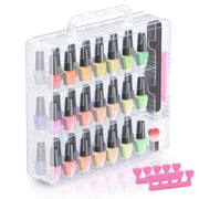 Beloving Clear Nail Polish Organizer for 48 Bottles, Double-Sided Portable Polish Storage Case with 6 Adjustable Spacers