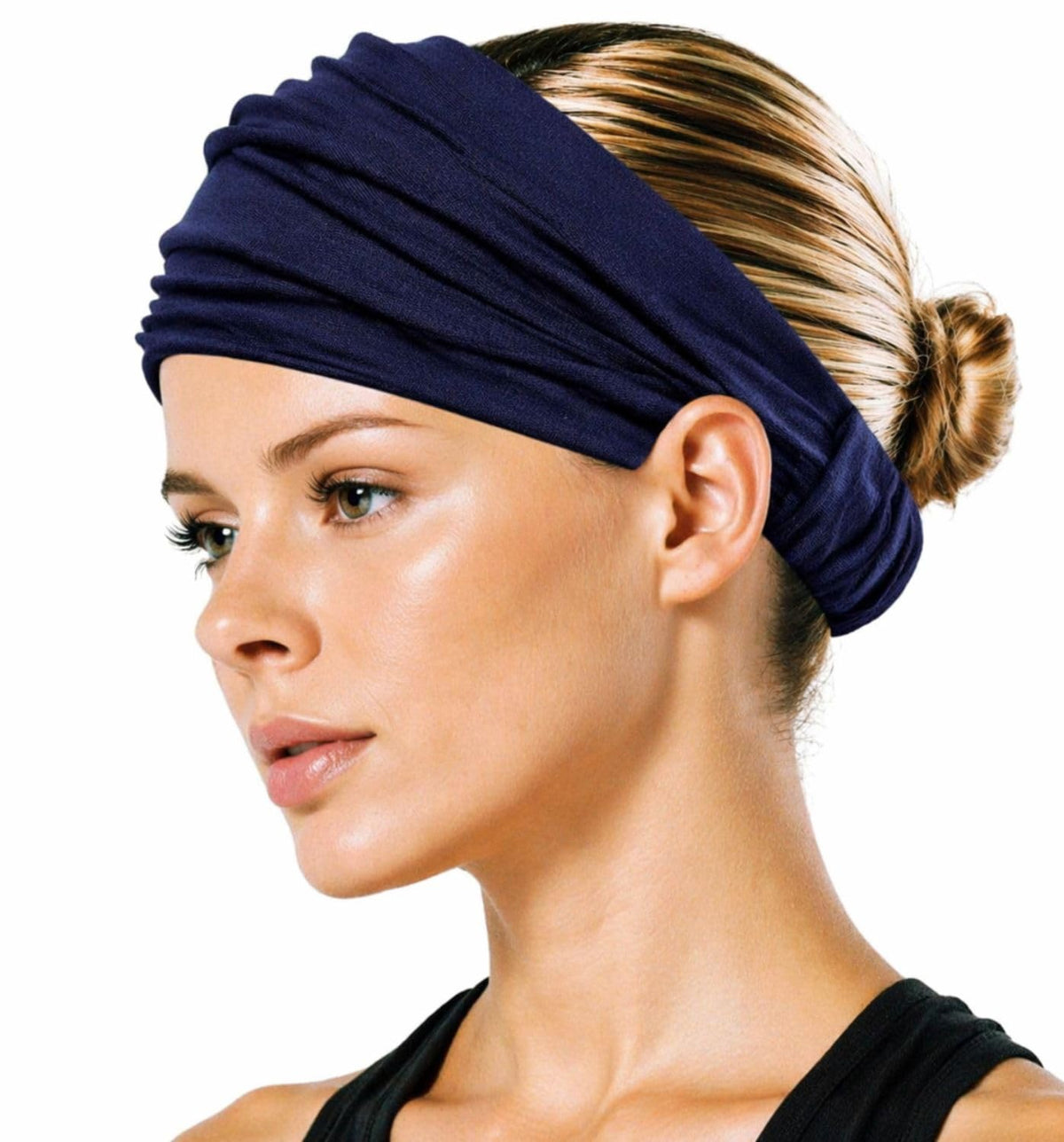 Elastic Bandana Headband for Women and Men, Wide Stretch Head Wrap in 15 Colors and Prints, One Size