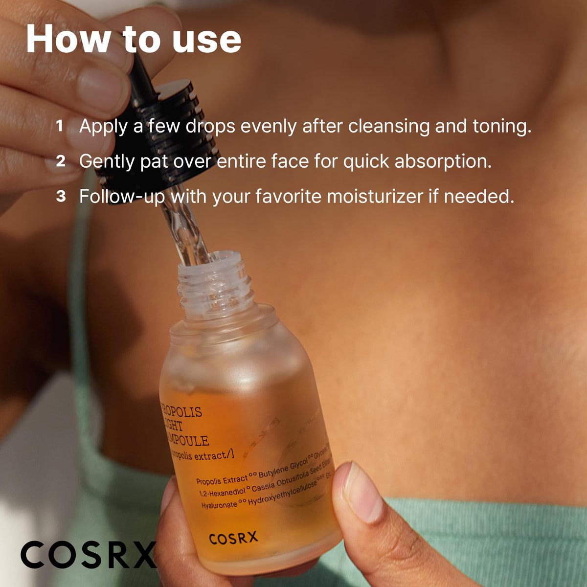 COSRX Full Fit Propolis Light Ampoule, Hydrating Honey Glow Serum with 83.3% Propolis Extract, 30 mL