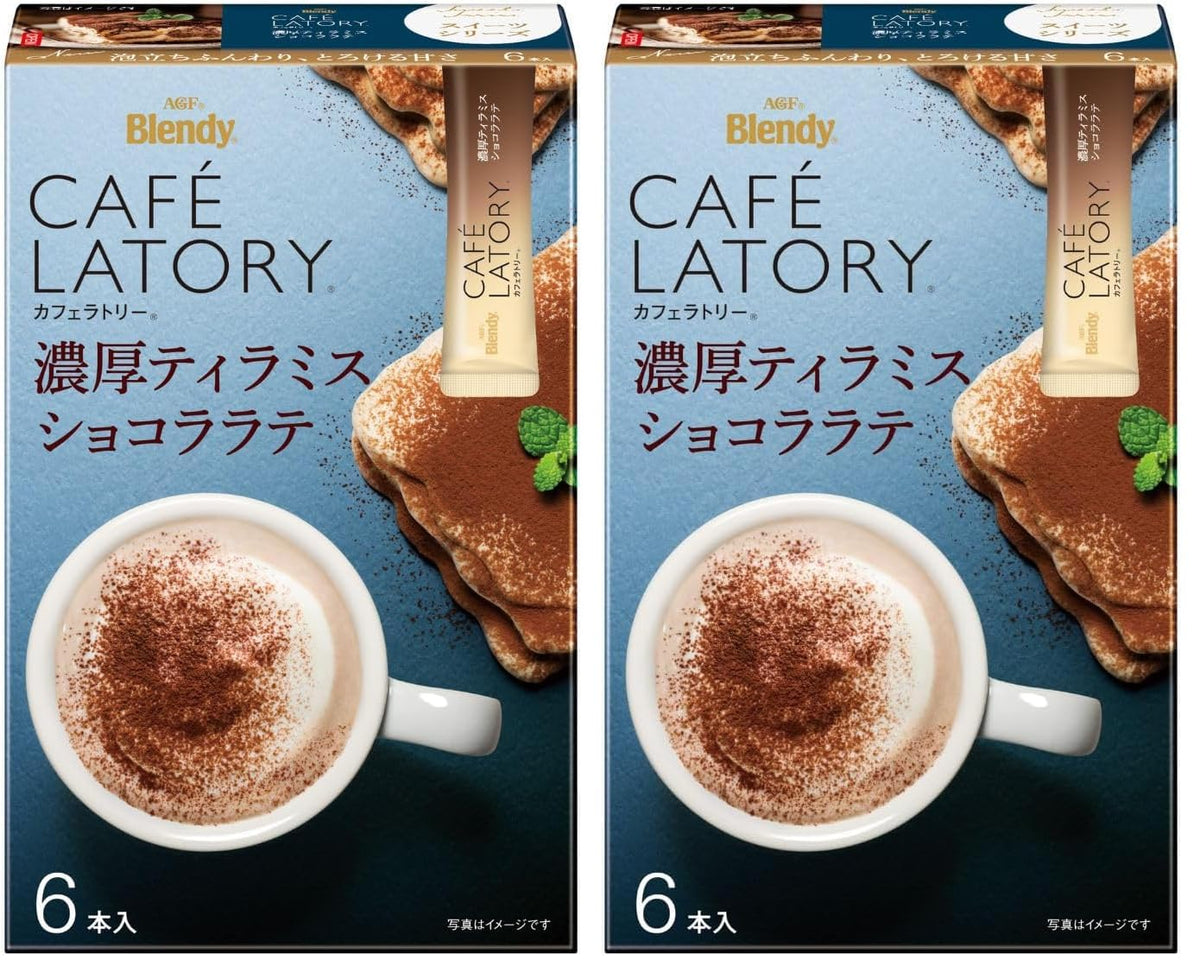 AGF Blendy Cafe Latory Rich Tiramisu Chocolate Latte Instant Stick Drink, 6 Sticks